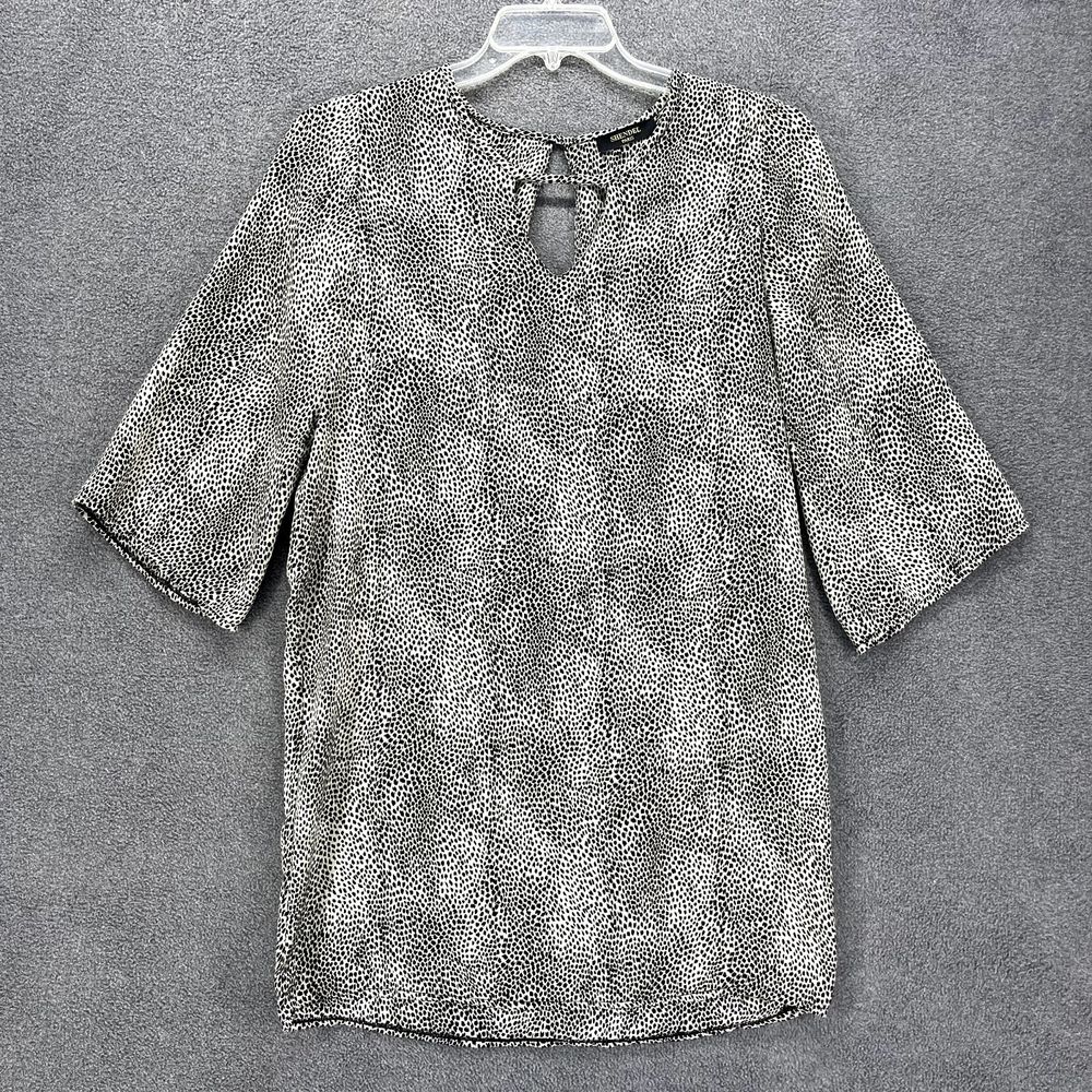Shendel Paris Dress Women Tunic Shift Animal Print Bell Sleeve thin Round V Neck